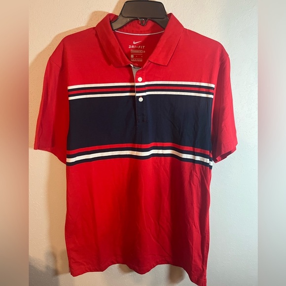 Men’s Nike Dri-Fit Red Short Sleeve Polo Size L - Picture 1 of 4